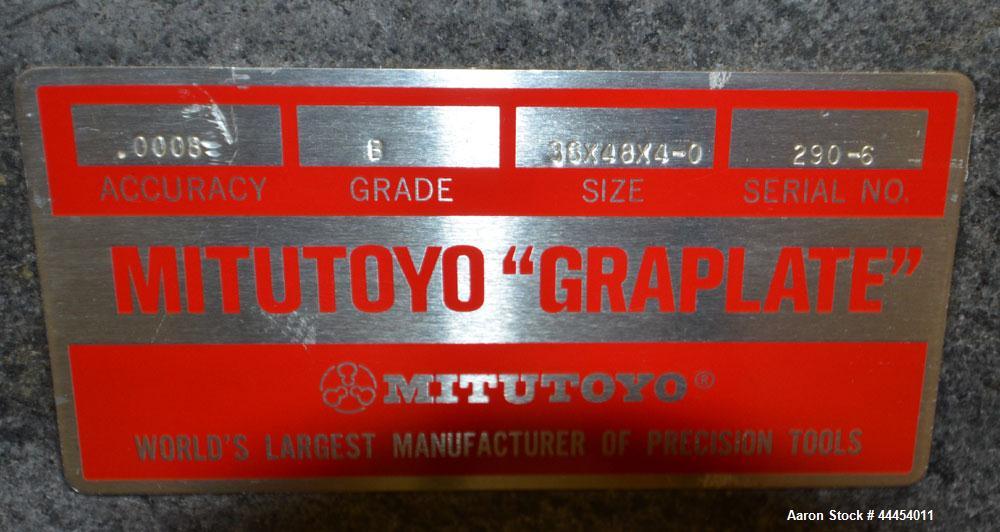 Used Mitutoyo Graplate Granite Table, Size 36x48x4-0, Grade B, Accuracy .0008, Serial #290-6.