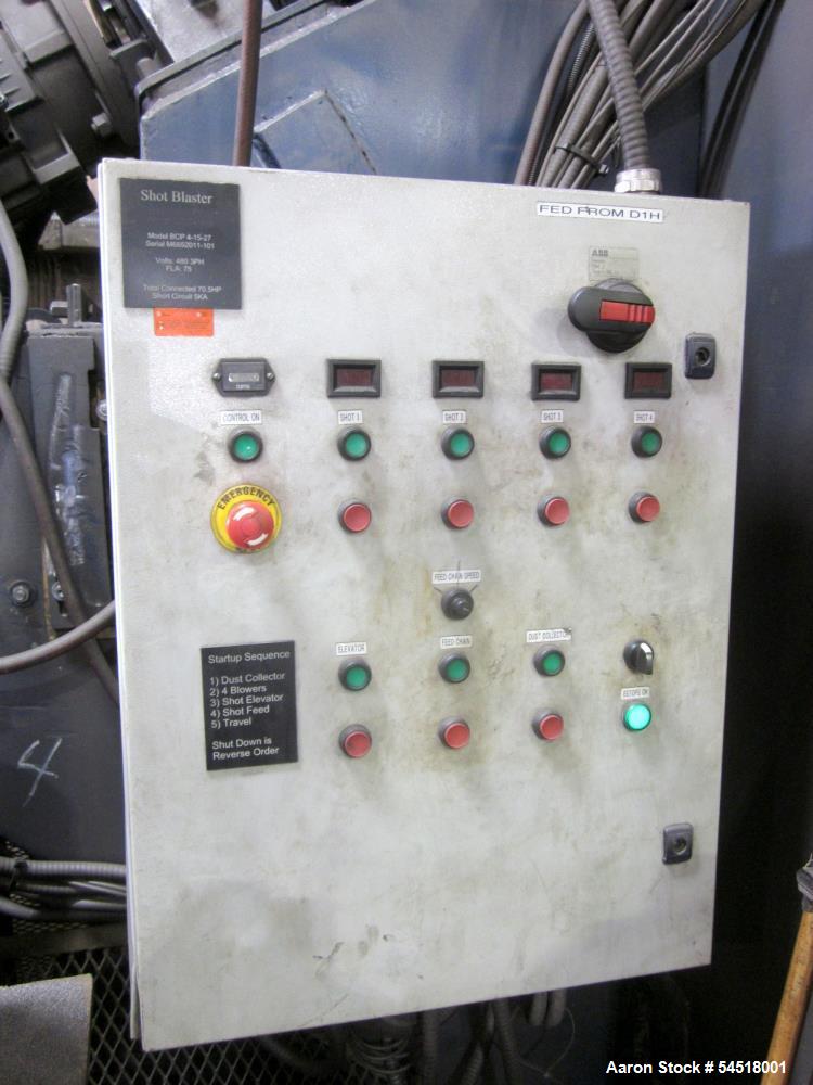 Used Wheelabrator 4-Wheel Wire Mesh Belt Shot Blast Machine – Continuous Feed Surface Preparation System