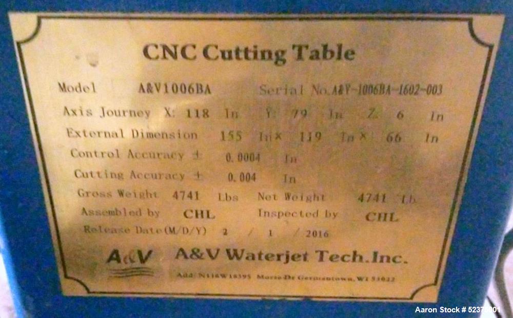 Used-A&V Waterjet Tech CNC Cutting Table