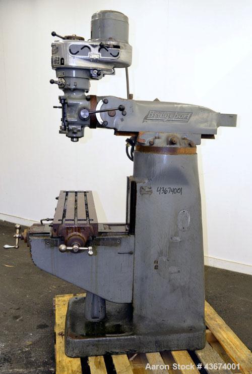 Used Bridgeport  Series 1 Knee Mill. Spindle speeds 80- 2720 (variable). Table size 9” deep x 36” wide. Driven by a 1 hp, 3/60/230/460 volt, 1420 rpm motor.