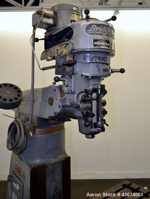 Used Bridgeport  Series 1 Knee Mill. Spindle speeds 80- 2720 (variable). Table size 9” deep x 36” wide. Driven by a 1 hp, 3/60/230/460 volt, 1420 rpm motor.