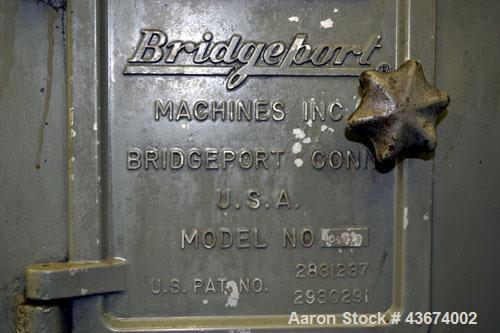 Used Bridgeport Machines Series 1 Knee Mill.  Spindle speeds 80- 2720 (variable). Table size 9” deep x 42” wide. Driven by a 1 hp, 3/60/208-220 volt, 1730 rpm motor.