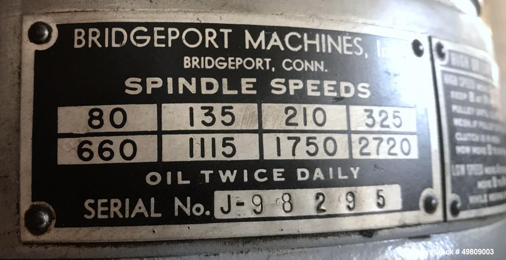 Used- Bridgeport Series 1 Knee Mill