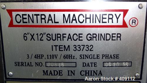 Used Central Machinery 6" x 12" Surface Grinder. 12" x 6" Surface. 3/4hp, 1/60/110 volt.