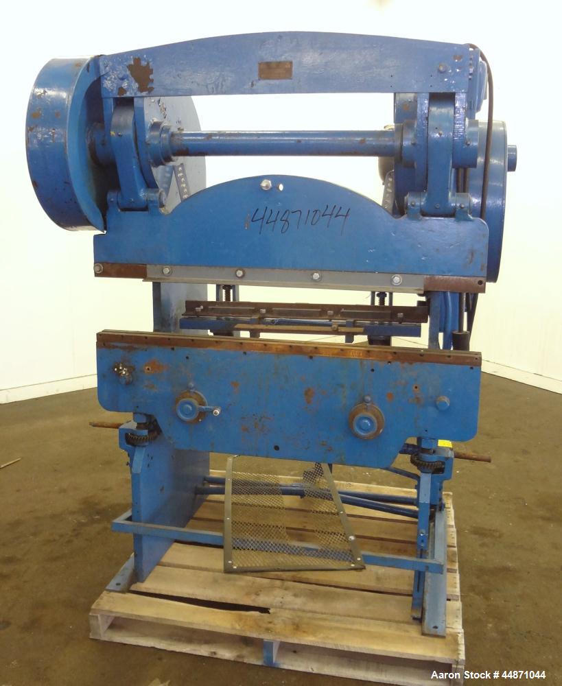 Used Chicago Dreis & Krump Mechanical Press Brake, Size 333. Capacity 48" x 10 gauge, stroke of ram 2". Includes a 2hp, 3/60/440 volt, 1750 rpm motor. Serial# L2002.