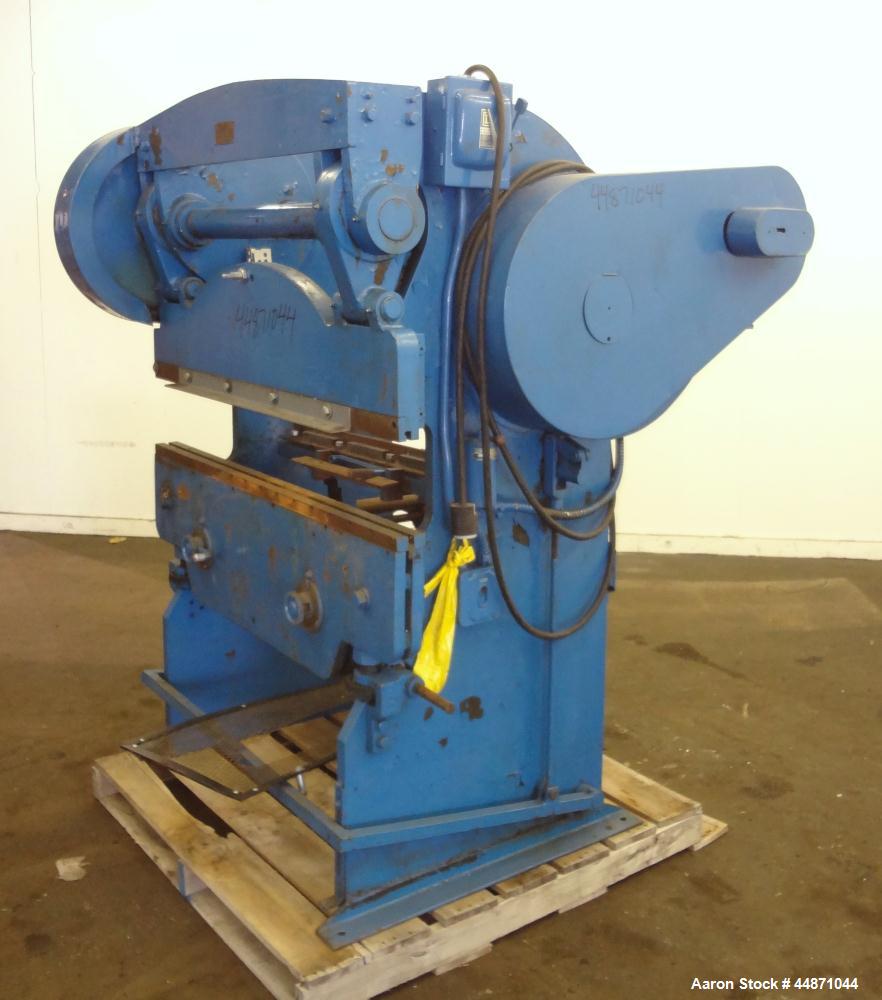 Used Chicago Dreis & Krump Mechanical Press Brake, Size 333. Capacity 48" x 10 gauge, stroke of ram 2". Includes a 2hp, 3/60/440 volt, 1750 rpm motor. Serial# L2002.