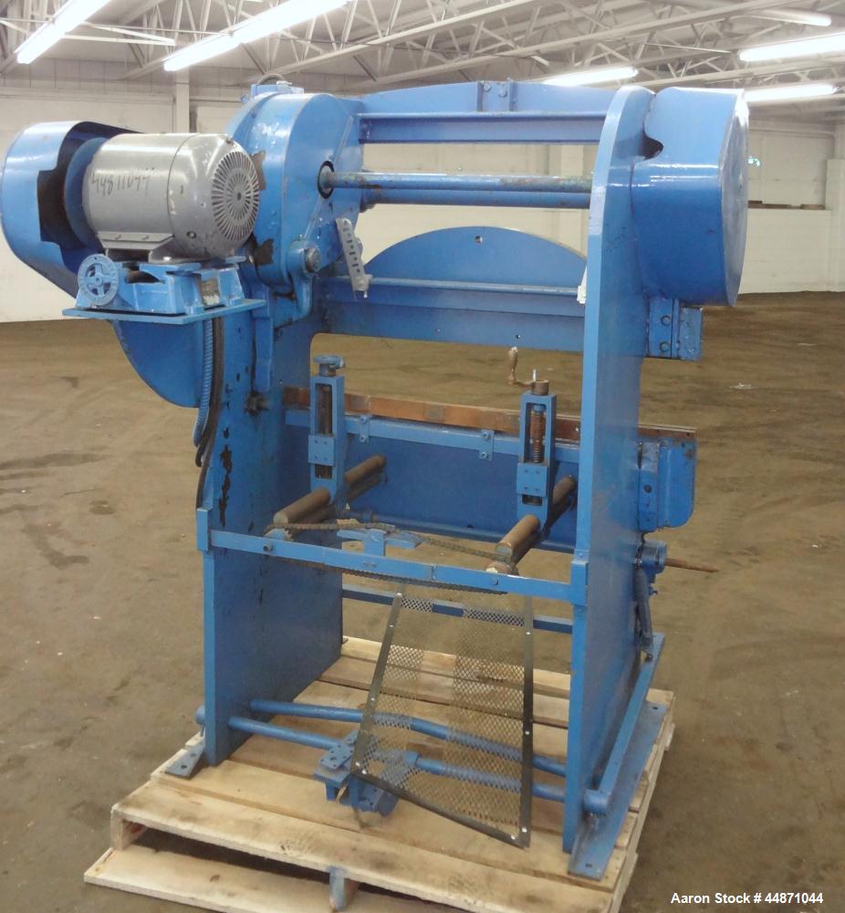 Used Chicago Dreis & Krump Mechanical Press Brake, Size 333. Capacity 48" x 10 gauge, stroke of ram 2". Includes a 2hp, 3/60/440 volt, 1750 rpm motor. Serial# L2002.