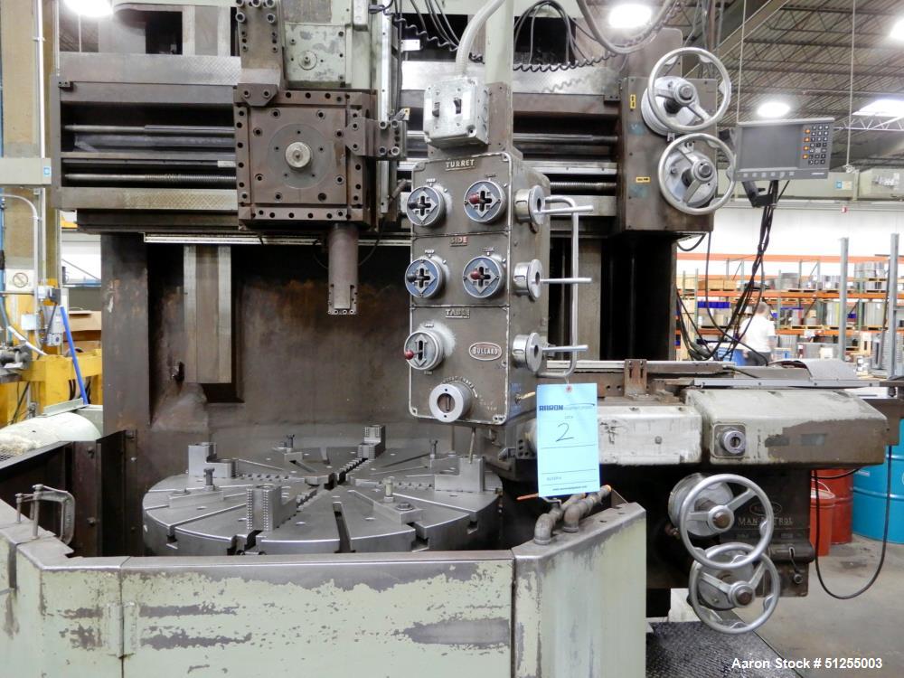 Used Bullard Cutmaster 75 Vertical Turret Lathe; 46" diameter table, 58" maximum swing, 40" maximum height under the rail, 250 RPM, Man-Au-Trol control, Pendant control, 4 jaw table with chuck jaws, ...