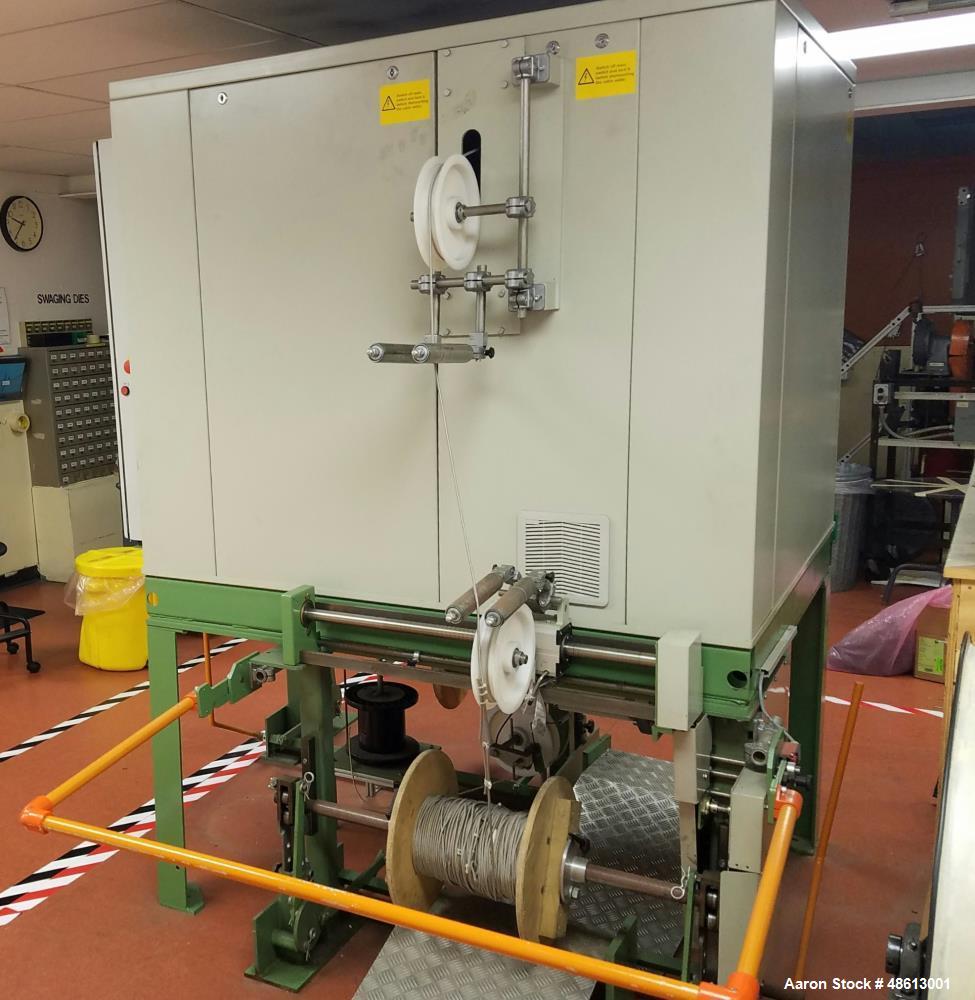 Used Wardwell Braider, Model DG24A. 208VAC, 3 phase. 97" high x 84" wide x 108" deep. Approximately 2,000 lbs. Last used for steel braiding of detonation cord for aerospace/defense application. Mfg. ...