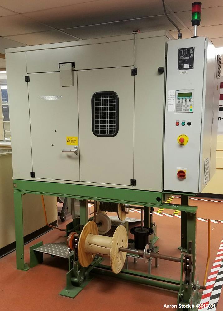 Used Wardwell Braider, Model DG24A. 208VAC, 3 phase. 97" high x 84" wide x 108" deep. Approximately 2,000 lbs. Last used for steel braiding of detonation cord for aerospace/defense application. Mfg. ...