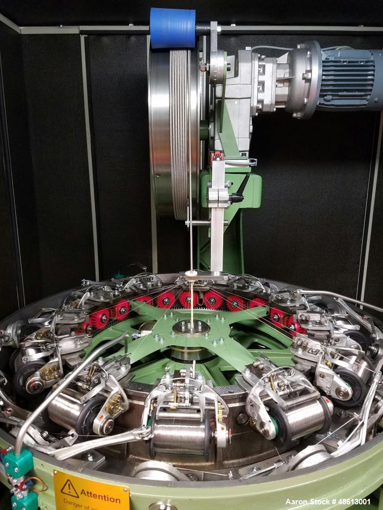 Used Wardwell Braider, Model DG24A. 208VAC, 3 phase. 97" high x 84" wide x 108" deep. Approximately 2,000 lbs. Last used for steel braiding of detonation cord for aerospace/defense application. Mfg. ...