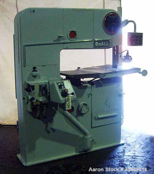 Used Do-All Vertical Band Saw, model 3612-3. Throat capacity (band to column) 36", Wor 12". Blade width 1/16" - 1", blade length 175". Table size (main) (2 T-slots) 24" F-B x 20" L-R. Table tilt (man...