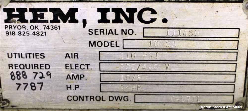 Used HE&M-Saw Horizontal Pivot Band Saw, Model 1000A.