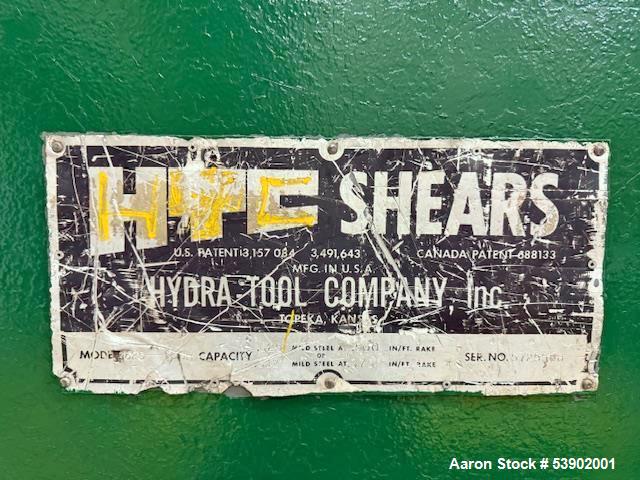 Used HTC Hydraulic Shear – 1/2" Mild Steel, 3/8" Stainless Capacity – Industrial Plate Cutting
