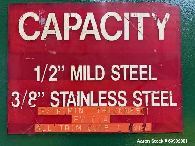Used HTC Hydraulic Shear – 1/2" Mild Steel, 3/8" Stainless Capacity – Industrial Plate Cutting