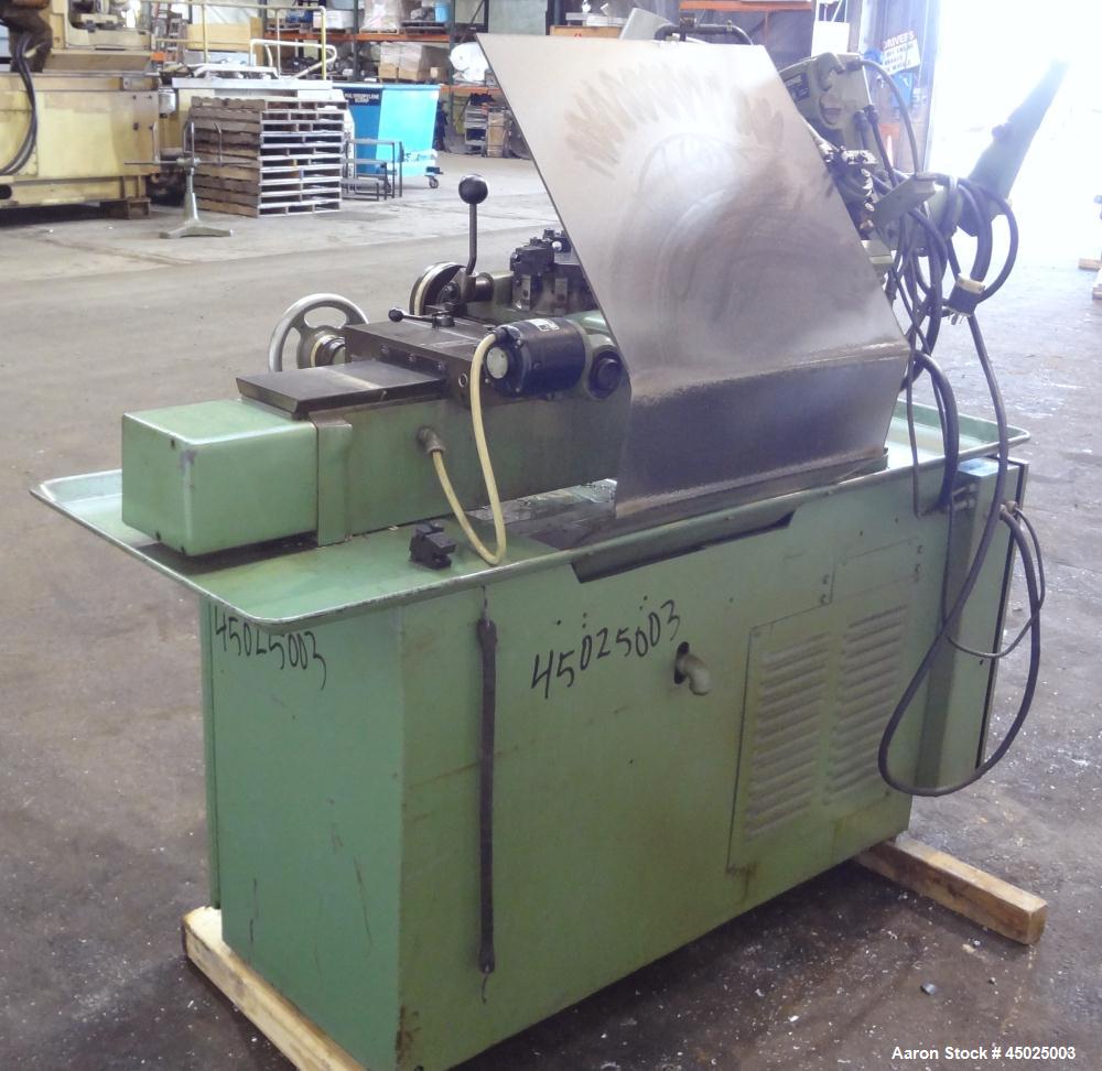 Used Hardinge HC Lathe. Approximate spindle capacity jaw chucks 5" max. Distance, face of turret to spindle, 13". Spindle speeds (variable) 125-3000 rpm. Spindle nose 2-3/16" /10. RH cross slide trav...