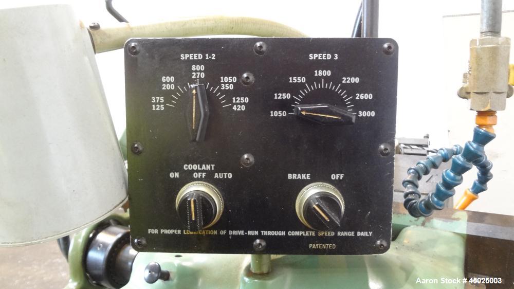 Used Hardinge HC Lathe. Approximate spindle capacity jaw chucks 5" max. Distance, face of turret to spindle, 13". Spindle speeds (variable) 125-3000 rpm. Spindle nose 2-3/16" /10. RH cross slide trav...