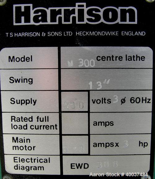 Used- Harrison Center Lathe, model M300.
