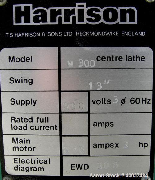 Used Harrison Center Lathe, model M300.