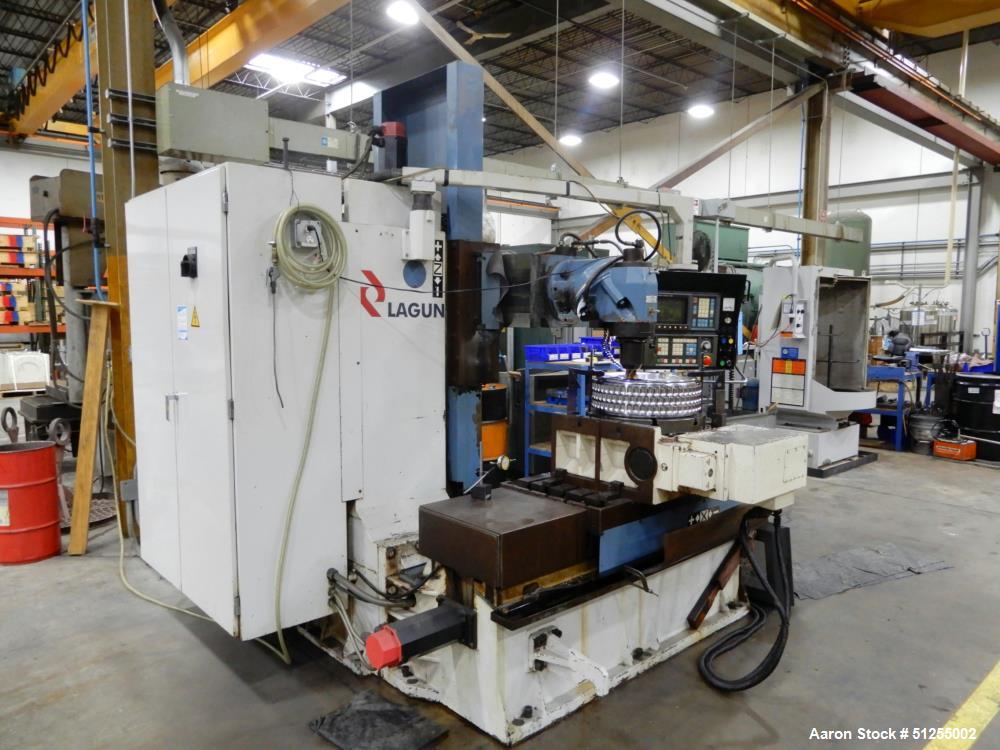 Used Lagun Model LBF-L1200 CNC Universal Milling Machine; 21"x47" table, 43" longitudinal travel, 23" ram travel, 23"vertical travel, 50 taper spindle, 50-3000 RPM speed range, Universal vertical hea...