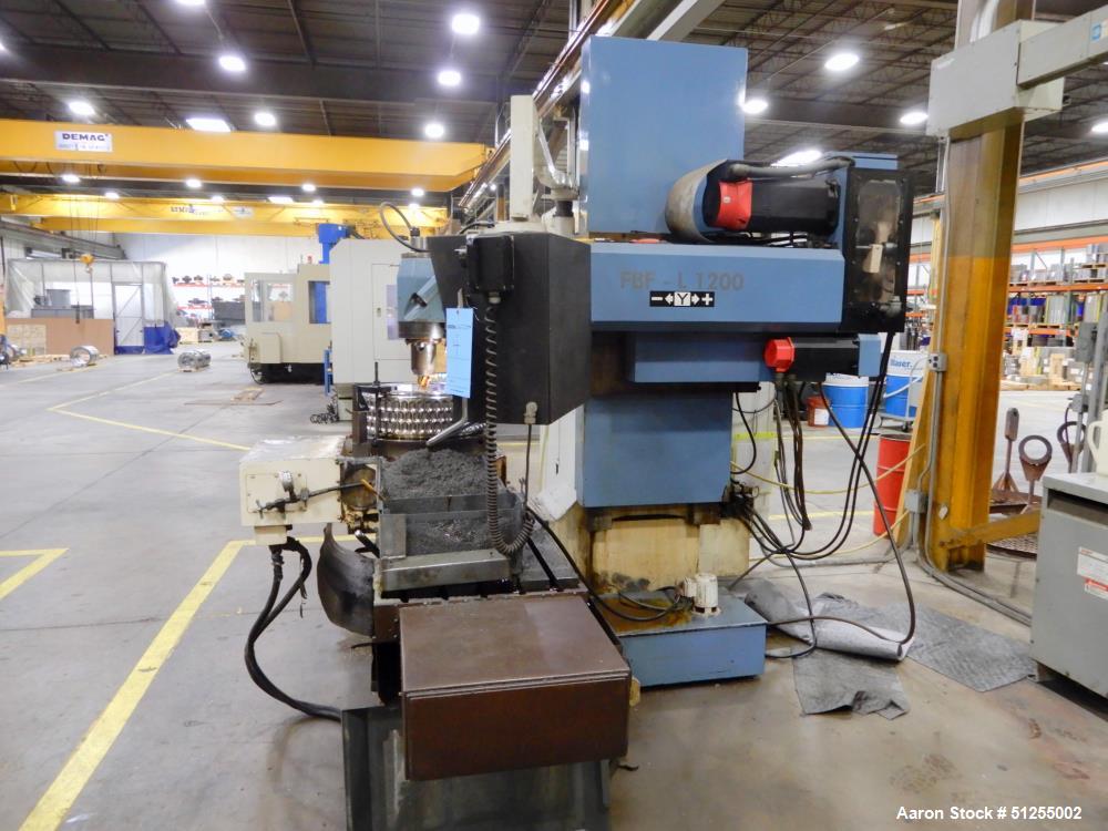 Used Lagun Model LBF-L1200 CNC Universal Milling Machine; 21"x47" table, 43" longitudinal travel, 23" ram travel, 23"vertical travel, 50 taper spindle, 50-3000 RPM speed range, Universal vertical hea...