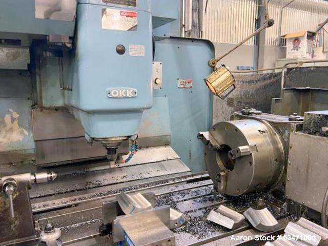 Used OKK Vertical Machining Center, Model MCV-660. 6000 RPM spindle speed; 59" X-axis, 26" Y-axis, 25.5" Z-axis; 25.5" 67" L x 25.5" W table size; 24 Tool changer capacity; 26,500 lbs. approximate we...