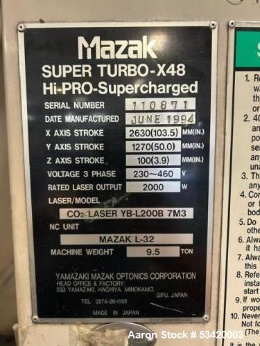 Mazak Super Turbo X48 Hi-Pro Laser Cutting Machines.