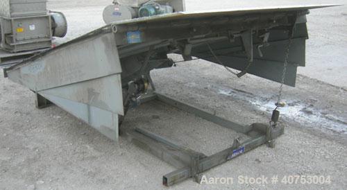Used Serco Mechanical Dock Leveler, model W8730, carbon steel. 83" wide x 81" long plate with a lip extension. Approximate 30,000 pound capacity.