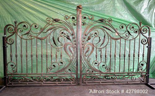 Used- Wrought Iron Gates. Consisting Of: (2) Gates, each approximate 80" wide x 91" tall.