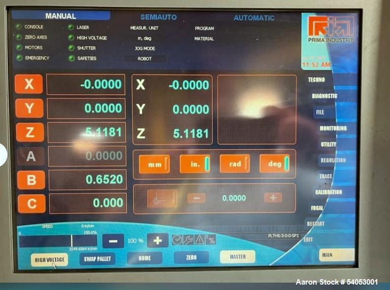 Used Prima Platino 2040 5kW Laser Cutting Machine | 6'x12' Tables | Upgraded Optics & Controls