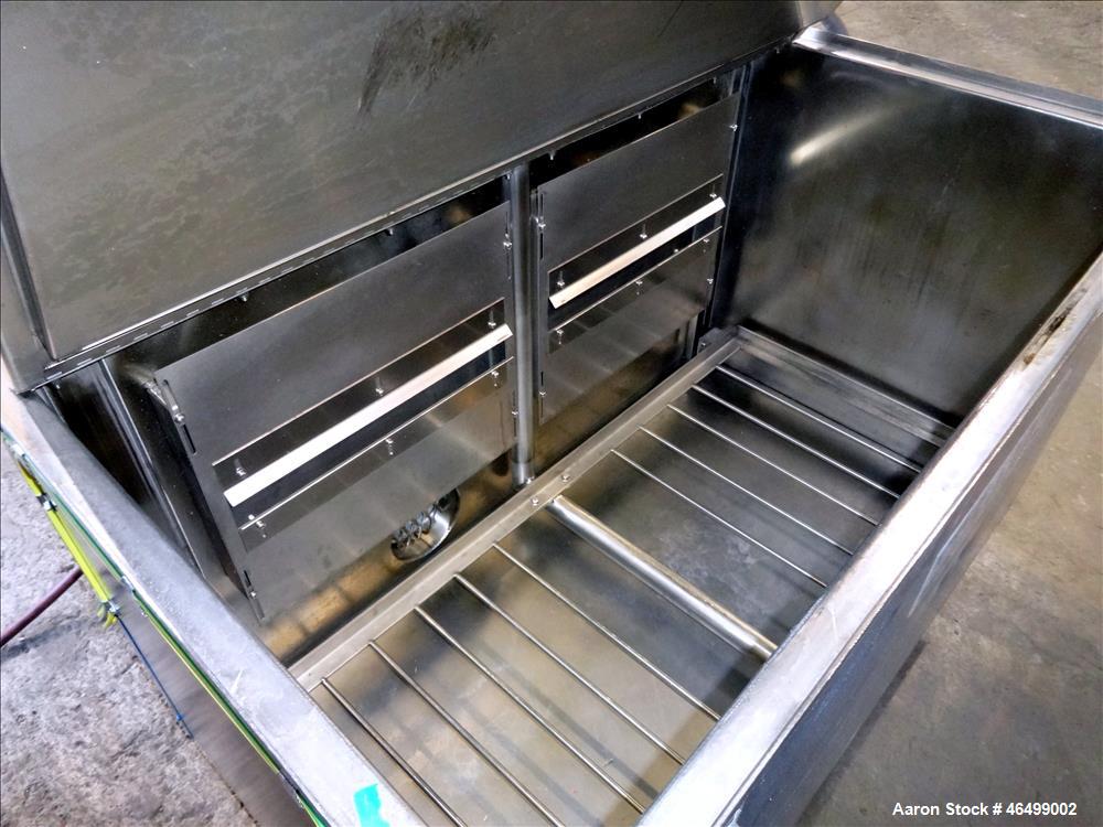 Used Ramco Equipment Migi-Kleen Parts Dryer, Model MK48EBSS, 304 Stainless Steel. 150 Pound capacity, heating rated 18 kw. Working zone 46" long x 21" wide x 16" deep, internal tank 48" long x 26" wi...