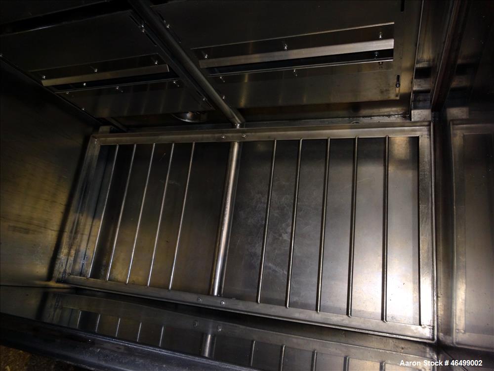 Used Ramco Equipment Migi-Kleen Parts Dryer, Model MK48EBSS, 304 Stainless Steel. 150 Pound capacity, heating rated 18 kw. Working zone 46" long x 21" wide x 16" deep, internal tank 48" long x 26" wi...