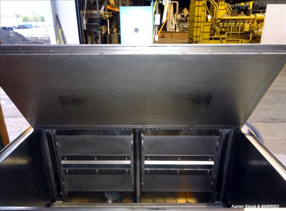 Used Ramco Equipment Migi-Kleen Parts Dryer, Model MK48EBSS, 304 Stainless Steel. 150 Pound capacity, heating rated 18 kw. Working zone 46" long x 21" wide x 16" deep, internal tank 48" long x 26" wi...