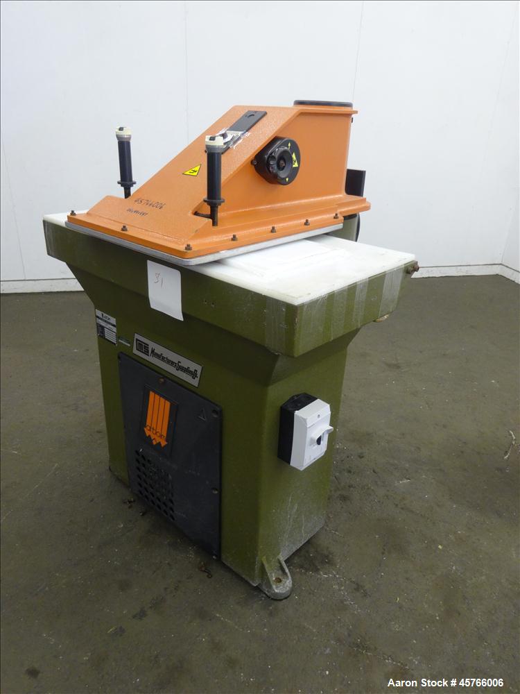 Used- ATOM Swing Arm Cutting Press, Model SE 25. 39-1/2" x 19-1/2" Table, 19-1/2" arm width, 25 ton maximum cutting capacity...