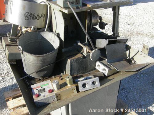 Used Snow Manufacturing Single/Horizontal Spindle Tapping Machine, Model HT-1-S. With vibratory bowl feed hopper and feed chute for the automatic (in/out) tapping of holes up to 6mm diameter in nuts ...