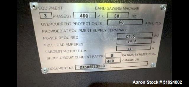 Used Amada Marvel VT5063SW Vertical Bandsaw – 10 HP, Variable Speed, Fully Equipped (2024)