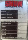 Used Snow Manufacturing Single/Horizontal Spindle Tapping Machine, Model HT-1-S. With vibratory bowl feed hopper and feed chute for the automatic (in/out) tapping of holes up to 6mm diameter in nuts ...