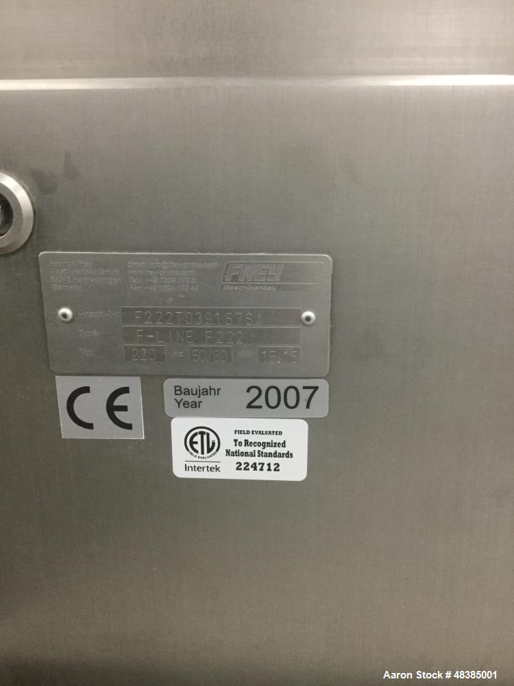 Used Frey Vacuum Stuffer, Model F-222. Stainless steel.