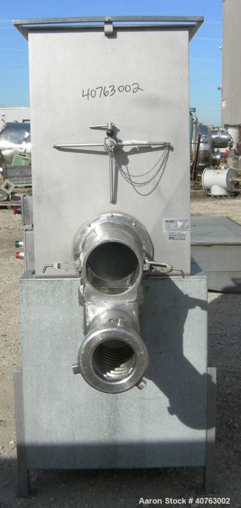 Used Butcher Boy Agitated Meat Grinder, Model 500/56, 304 stainless steel. Approximate 500 pound mixing capacity. Top feed hopper 24" wide x 36" long x 39" deep with mixer paddle assembly, driven by ...