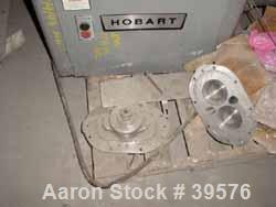 Used Hobart Stuffer, Model 4146. Galvanized Construction. Stainless steel sanitary product screw, 3" diameter screw x 18-1/2" long. Temp range 50 deg C. Start/stop switch. 4" wide x 6-1/4" long produ...
