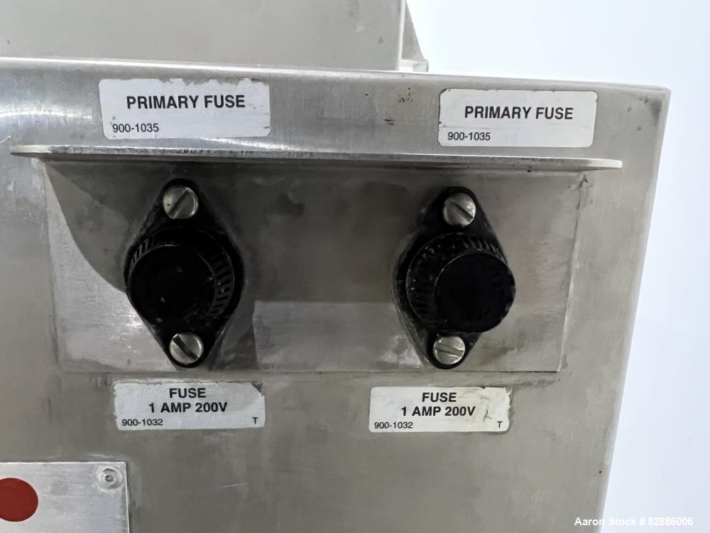 Used Hollymatic Mixer Grinder, Model 180A , 304 Stainless Steel construction. 225lbs Capacity hopper, #52 grinder head. Approximate 23-3/4" wide x 20" long x 26" deep trough, with top hinged cover. A...