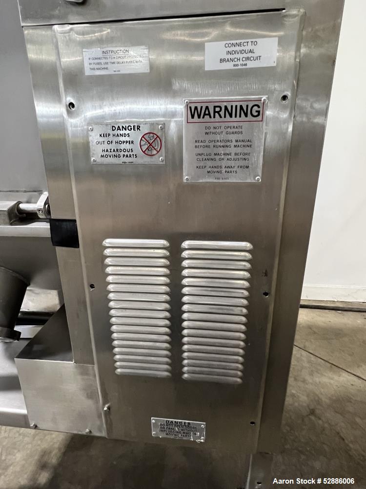 Used- Hollymatic Mixer Grinder, Model 180A , 304 Stainless Steel construction. 225lbs Capacity hopper, #52 grinder head. App...
