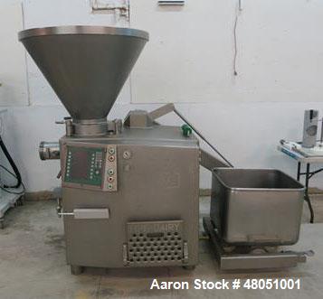 Used Vemag Vacuum Filling / Stuffer. Model HP15(E), USDA / Dairy design with 250 Liter, stainless steel, hopper, built in vacuum system. 5" Inlet/ inline grinder with automatic separating. Jacketed c...