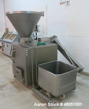 Used Vemag Vacuum Filling / Stuffer. Model HP15(E), USDA / Dairy design with 250 Liter, stainless steel, hopper, built in vacuum system. 5" Inlet/ inline grinder with automatic separating. Jacketed c...