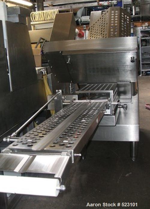 USED: Weber CCS 5000 computer slicer. Product area 9.85" x 5.3" x39.37" (250 x 135 x 1000mm). Max 500 slices per minute. Includes 2spare blades, 1 spare gripper box, blade sharpener Weber MGS 460.