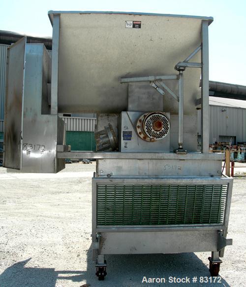 USED: Weiler Agitated Self-Feeding Grinder, model 1109. 304 stainless steel. Approximately 50 cubic foot tub with a 16" diameter screw. Driven by a 5 hp, 3/60/230/460 volt, 1160 rpm motor thru a redu...