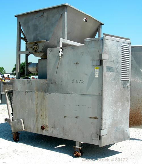 USED: Weiler Agitated Self-Feeding Grinder, model 1109. 304 stainless steel. Approximately 50 cubic foot tub with a 16" diameter screw. Driven by a 5 hp, 3/60/230/460 volt, 1160 rpm motor thru a redu...