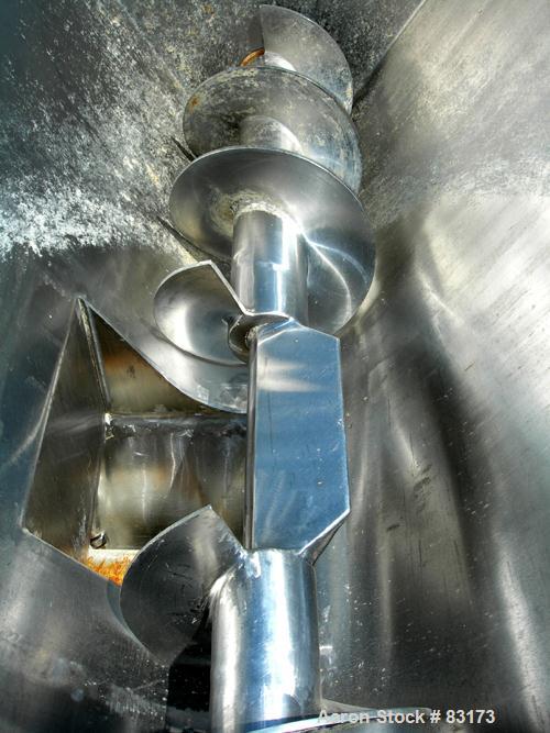 USED: Weiler Agitated Self-Feeding Grinder, model 1109. 304 stainless steel. Approximately 50 cubic foot tub with a 16" diameter screw. Driven by a 5 hp, 3/60/230/460 volt, 1160 rpm motor thru a redu...