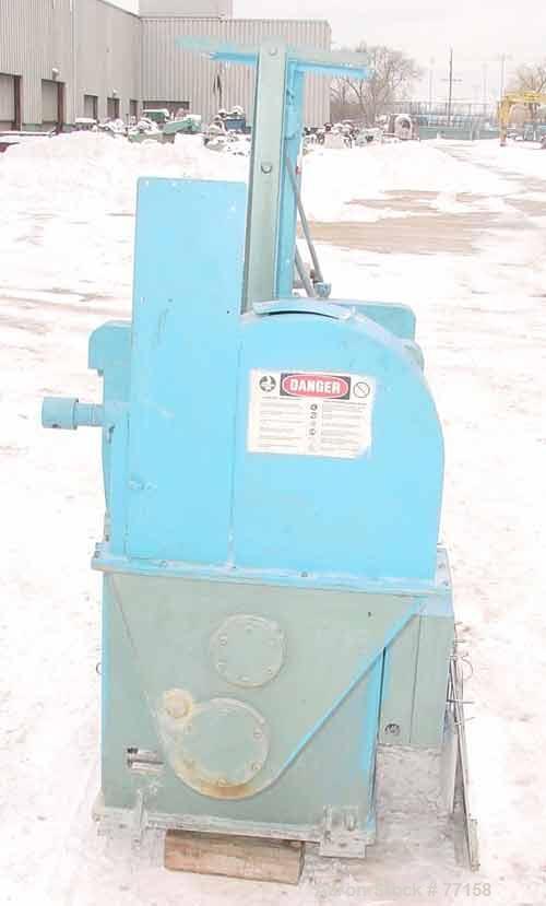 Used Horizontal Two Roll Mill. 8" Diameter x 18" long chrome plated cored rolls. Adjustable end guides, approximate distance between 14-1/4". Manual roll adjustments. Minimum roll gap is contact and ...