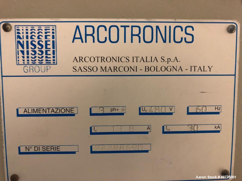 Used- Arcotronics Laminator with Conveyor Belts, Model BIE 282D. Stainless steel with a teflon coating on the side in contac...